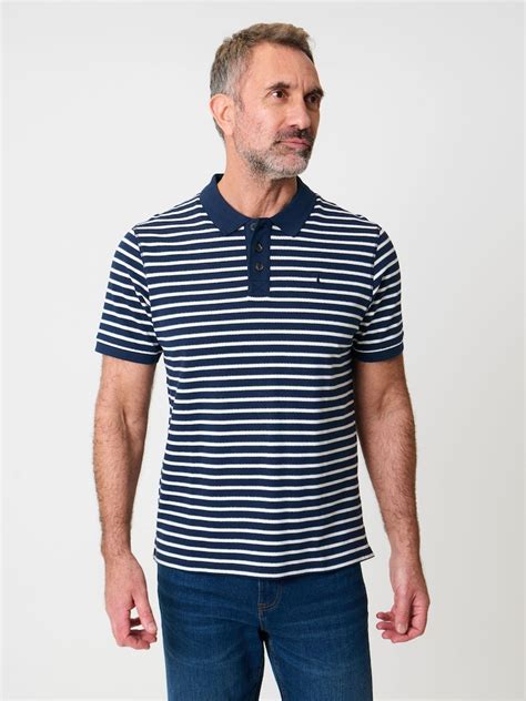 Buy Saltwell Blue Stripe Cotton Short Sleeve Polo Shirt from Next India