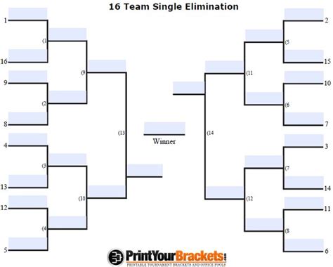 16 Team Bracket Template