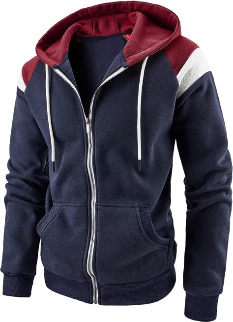 Hoodies For Men,Zip Up Hoodie Men, Men's Full Zip Casual Pullover ...