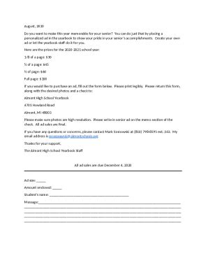 Fillable Online Yearbook Business Ad Letter.pdf Fax Email Print - pdfFiller