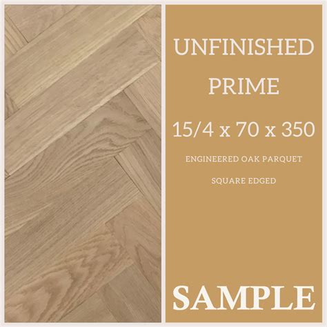 Engineered Oak Parquet Square edged Unfinished 15/4 70x350mm Prime ...