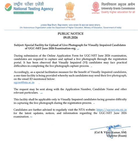 UGC-NET June 2026: NTA Provides Special Facility for Visually Impaired ...