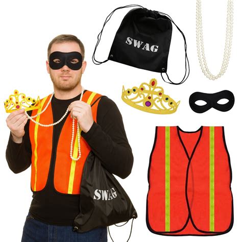 Adults Louvre Thief Costume | 5 Pcs | Hi Vis, Crown, Swag Bag, Eye Mask ...