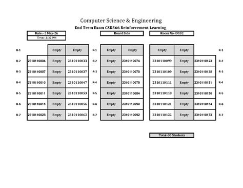 D102 Seating Plan(CSD366-RL) - R-1 Empty Empty R-1 Empty Empty Empty ...