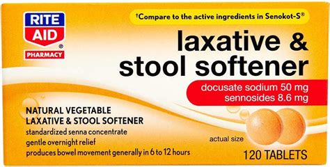 Buy Rite Aid Laxative & Stool Softener with Senna - 120 Tablets ...