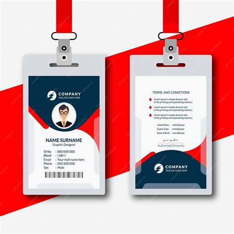 Staff id cards template with photo | Premium Vector