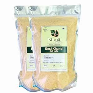 Khyati Naturals Desi Khand | Khandsari Sugar | 1 Kg (500 Grams X 2 ...