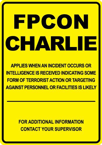 FPCON Charlie Exercise Sign 的图像结果