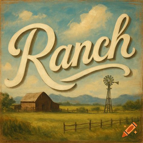 Painting of a ranch landscape with a barn and windmill, featuring the ...
