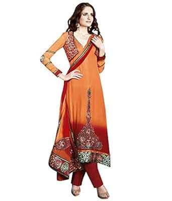 Buy Anvi Creations Orange and Maroon Salwar Suit Dress Material (Maroon ...