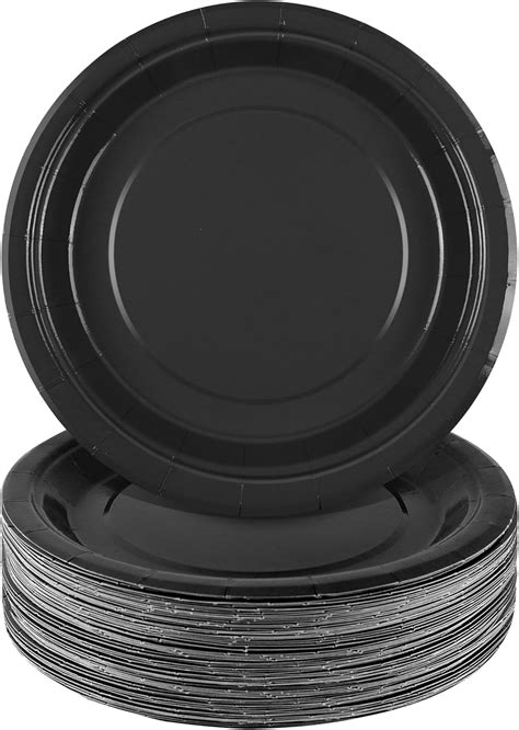 Amazon.com: Breroa 72 Pieces Black Paper Plates 7 Inch Bulk Paper ...
