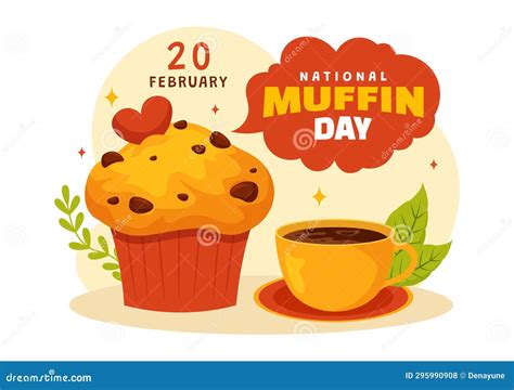 National Muffin Day Vector Illustration on February 20th with Chocolate ...