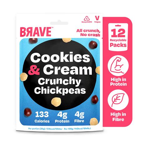 Buy BRAVE Roasted Chickpeas: Cookies & Cream - Protein Snacks, y Snacks ...