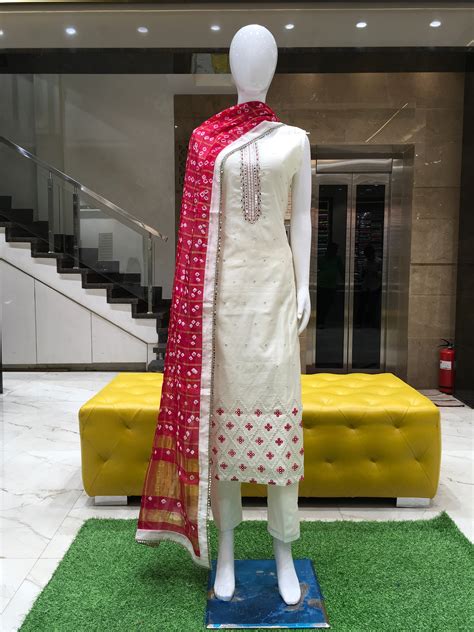 Chanderi Cotton Kameez with Embroidery and Bandhani Dupatta | Kiara ...