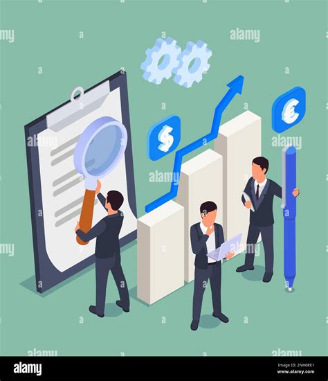 Modern future professions isometric concept with data analysts and ...