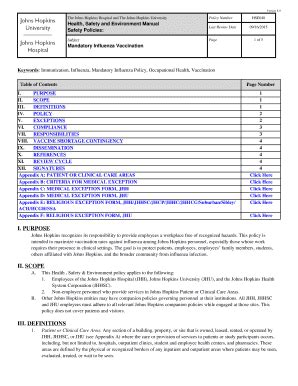 Fillable Online Mandatory Influenza Vaccination - Johns Hopkins ...