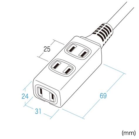 サンワサプライ スリム電源延長コード TAP－EX34－10WN ホワイト ヨコ69×タテ31×高さ24mm 1本 TAP－EX34－10WN ...