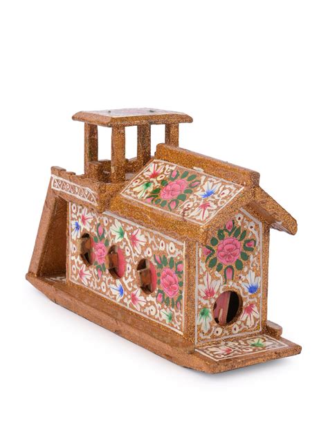 Bright Gold Paper Mache House Boat Showpiece | Order Now
