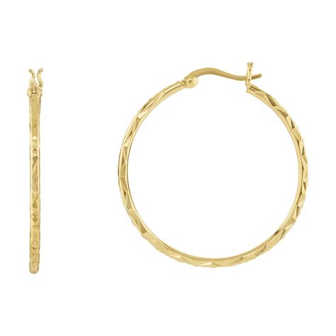 PRIMROSE 24k Gold Plated Textured Hoop Earrings