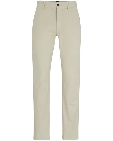 Boss Mens Slim Fit Chino Trousers Light Beige