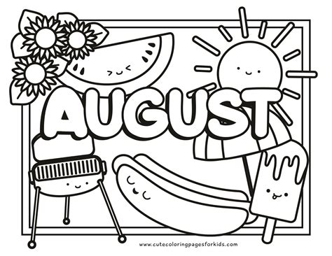 Free Printable August Coloring Pages