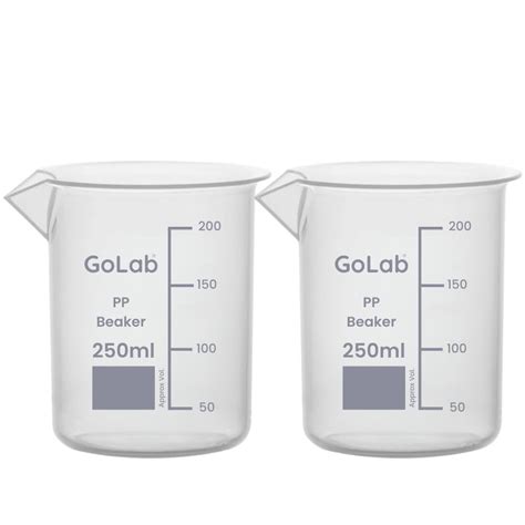 GoLab Laboratory Plastic Science Beaker/Measuring Cup Transparent with ...