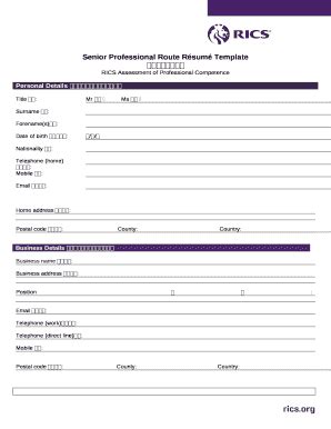 RICS Assessment of Professional Competence Doc Template | pdfFiller
