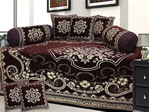 FRESH FROM LOOM Velvet Abstract 500 TC Diwan Set Brown - 1 Single ...