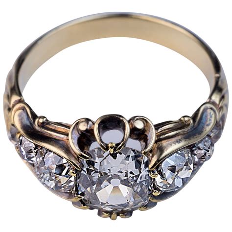 Antique Mid 1800s Diamond Gold Ring at 1stDibs
