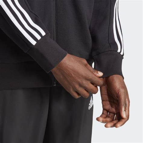 adidas Essentials French Terry 3-Stripes Full-Zip Hoodie - Black | Free ...