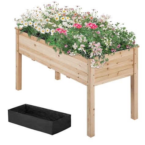 Buy Yaheetech Rectangle Fir Wood Garden Bed Raised Planters, Wood ...