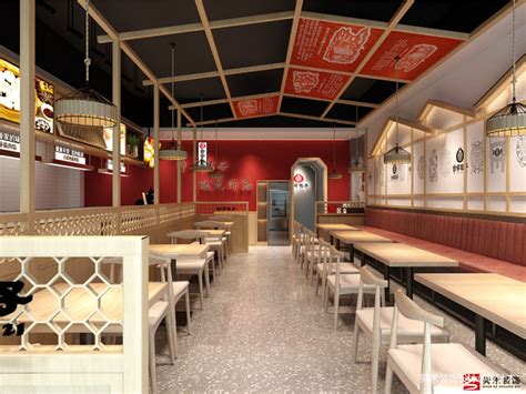 8万元餐饮空间200平米装修案例_效果图 - 兰州某早餐店设计 - 设计本