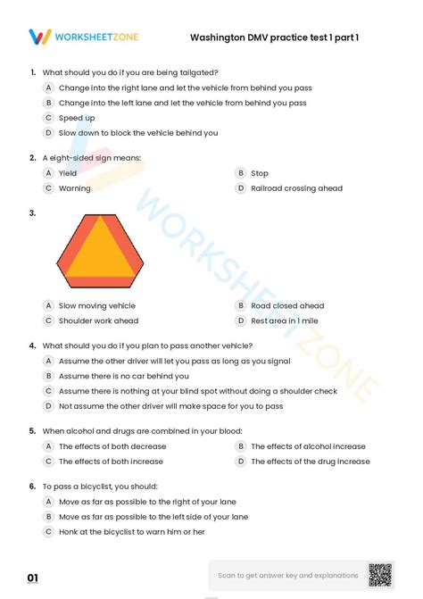 Dmv Practice Tests Printable Wa State