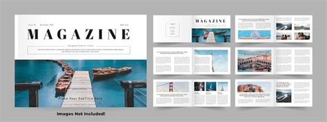 Landscape travel magazine or magazine layout design | Premium Vector