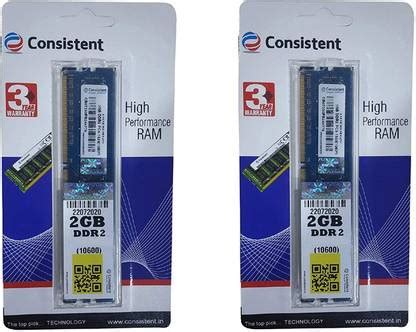 Consistent 1600 DDR2 4 GB (Single Channel) PC (2GB DDR2 RAM COMBO (PACK ...