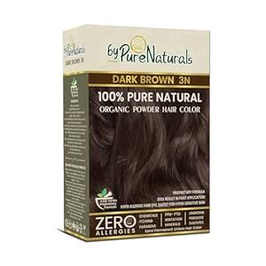 byPureNaturals 100% Organic Hair Colour Powder 3N Dark Brown 60gm ...