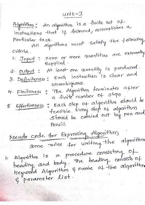 DAA U-1 - daa unit 1 - Algorithm: An algorithm is a finite set of ...