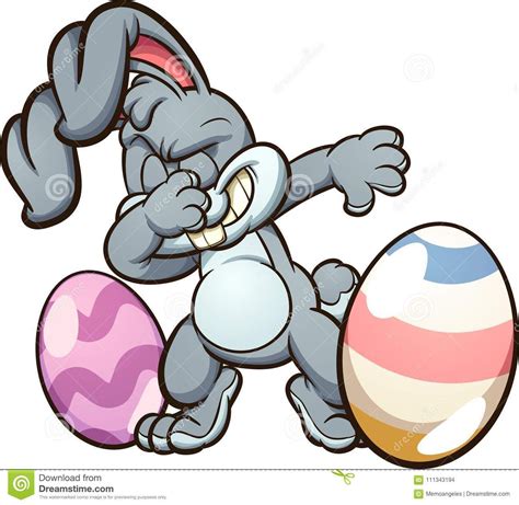 Illustration about Dabbing easter bunny with eggs. Vector clip art illustration with simple ...