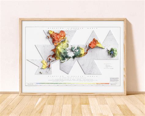 Dymaxion Airocean World Map / Fuller Projection / Elevation Topo Relief ...