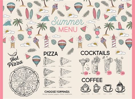 Summer menu template design food flyer handdrawn style vector ...