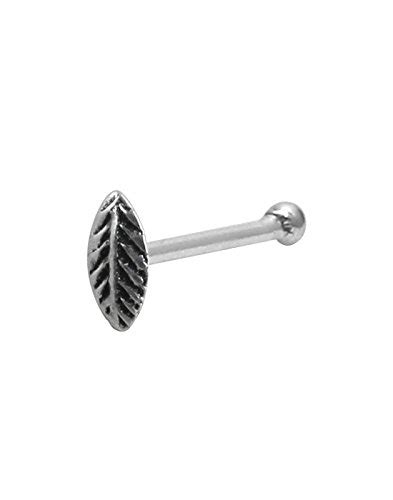 Buy Abhooshan Small Leaf shape Nose Pin (Bone Style) in 92.5 Oxidized ...