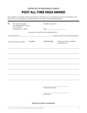 Certificate Of Meritorious Service - Fill Online, Printable, Fillable ...