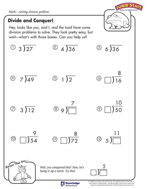 Help mister toad solve these division problems! | 4th grade math ...