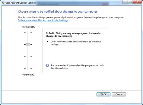 Image result for Windows 7 User Account Control Panel