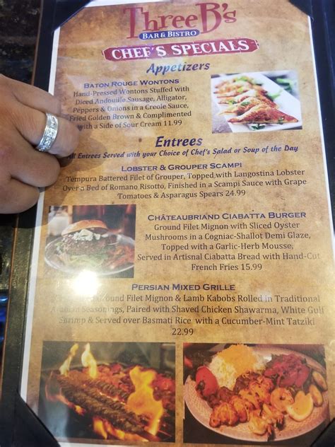 Menu at Three B's Bar and Bistro, Lakehurst