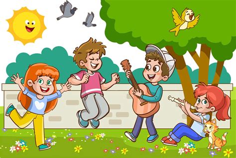 children singing and dancing cartoon vector 21592947 Vector Art at Vecteezy