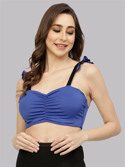 CUKOO Padded Criss Cross Back Blue Swim Top – cukoo.in
