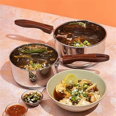 Vinod Stainless Steel Milkpan Set, 1 Litre, 2 Pieces (Silver) with Stu ...