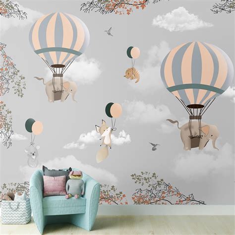 Elephants & Balloons Kids Room Wallpaper | Life n Colors