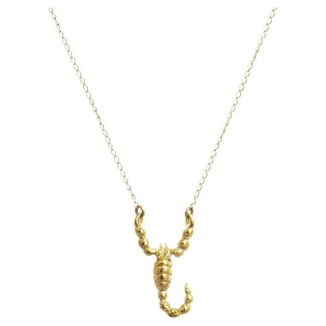 Large Scorpion Solid 14k Gold Necklace For Sale at 1stDibs